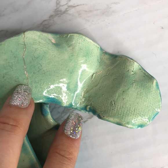 Ceramic colorful green turtle pottery figure home decor beach theme - Picture 10 of 12